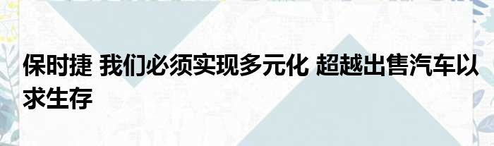 保时捷 我们必须实现多元化 超越出售汽车以求生存