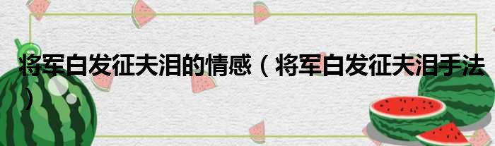 将军白发征夫泪的情感（将军白发征夫泪手法）