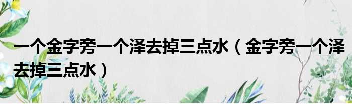 一个金字旁一个泽去掉三点水（金字旁一个泽去掉三点水）