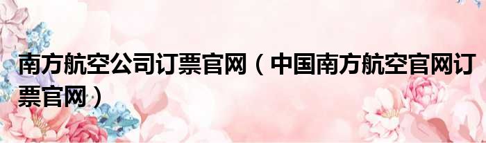 南方航空公司订票官网（中国南方航空官网订票官网）