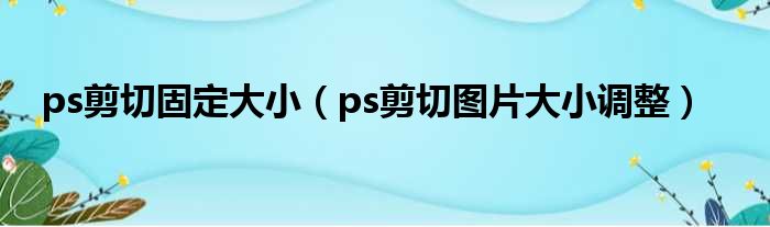 ps剪切固定大小（ps剪切图片大小调整）