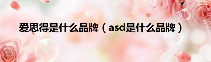 爱思得是什么品牌（asd是什么品牌）