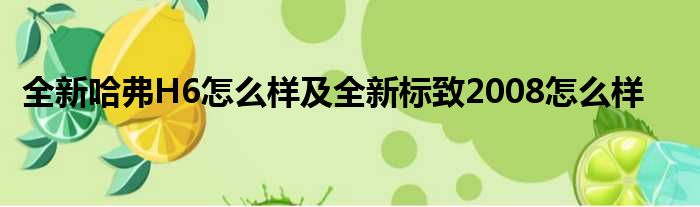 全新哈弗H6怎么样及全新标致2008怎么样