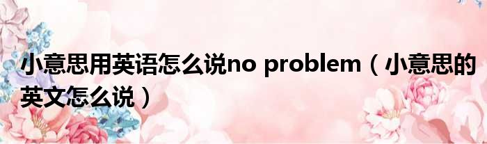 小意思用英语怎么说no problem（小意思的英文怎么说）