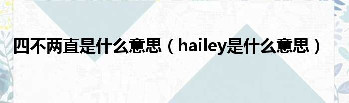 四不两直是什么意思（hailey是什么意思）