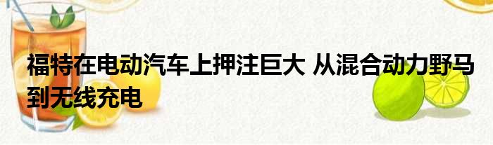 福特在电动汽车上押注巨大 从混合动力野马到无线充电