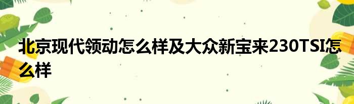 北京现代领动怎么样及大众新宝来230TSI怎么样