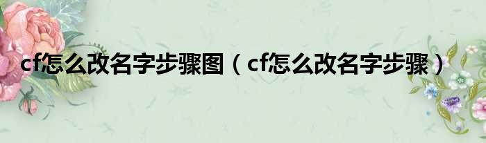 cf怎么改名字步骤图（cf怎么改名字步骤）