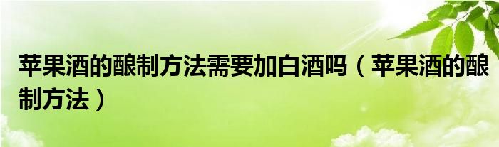 苹果酒的酿制方法需要加白酒吗（苹果酒的酿制方法）