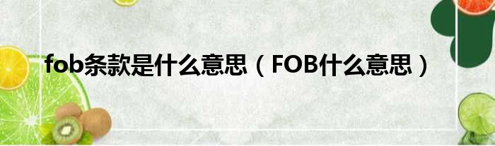 fob条款是什么意思（FOB什么意思）