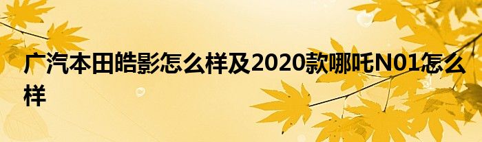 广汽本田皓影怎么样及2020款哪吒N01怎么样