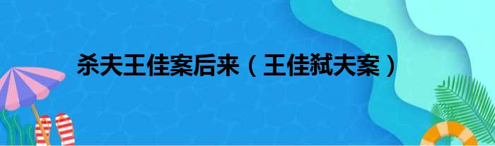 杀夫王佳案后来（王佳弑夫案）