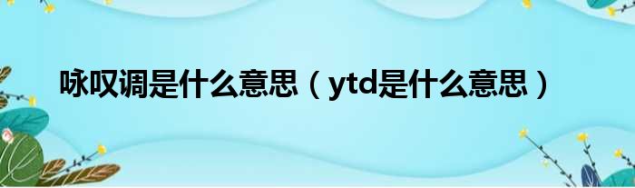 咏叹调是什么意思（ytd是什么意思）