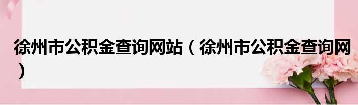 徐州市公积金查询网站（徐州市公积金查询网）