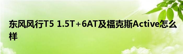 东风风行T5 1.5T+6AT及福克斯Active怎么样