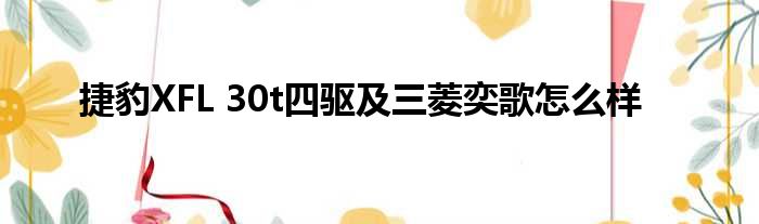 捷豹XFL 30t四驱及三菱奕歌怎么样