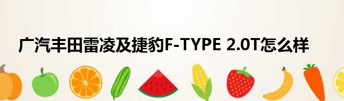 广汽丰田雷凌及捷豹F-TYPE 2.0T怎么样