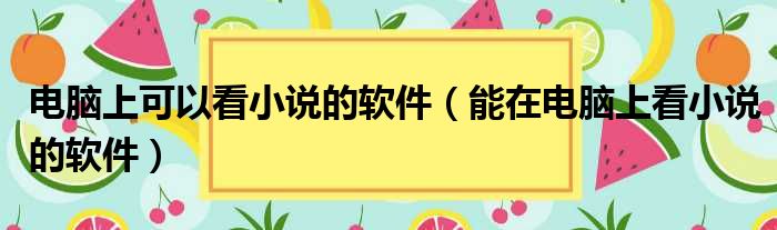 电脑上可以看小说的软件（能在电脑上看小说的软件）