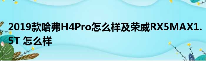 2019款哈弗H4Pro怎么样及荣威RX5MAX1.5T 怎么样