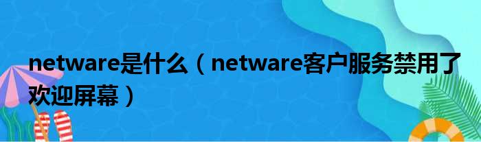 netware是什么（netware客户服务禁用了欢迎屏幕）