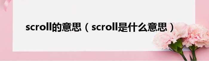 scroll的意思（scroll是什么意思）