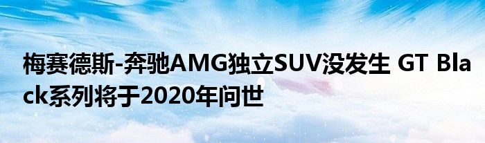 梅赛德斯-奔驰AMG独立SUV没发生 GT Black系列将于2020年问世