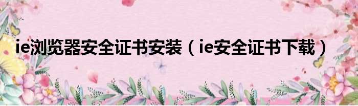 ie浏览器安全证书安装（ie安全证书下载）