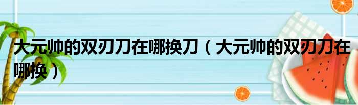 大元帅的双刃刀在哪换刀（大元帅的双刃刀在哪换）