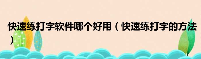 快速练打字软件哪个好用（快速练打字的方法）