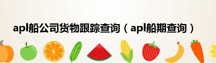 apl船公司货物跟踪查询（apl船期查询）