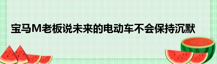 宝马M老板说未来的电动车不会保持沉默