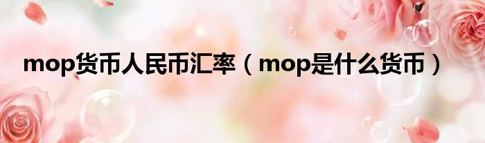 mop货币人民币汇率（mop是什么货币）