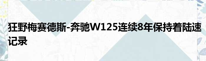 狂野梅赛德斯-奔驰W125连续8年保持着陆速记录