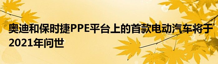 奥迪和保时捷PPE平台上的首款电动汽车将于2021年问世