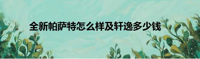 全新帕萨特怎么样及轩逸多少钱