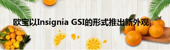 欧宝以Insignia GSI的形式推出新外观