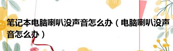 笔记本电脑喇叭没声音怎么办（电脑喇叭没声音怎么办）