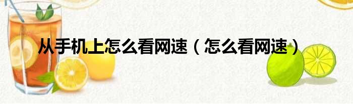 从手机上怎么看网速（怎么看网速）