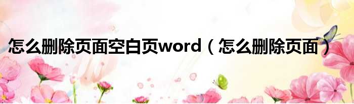 怎么删除页面空白页word（怎么删除页面）