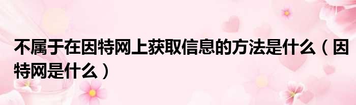 不属于在因特网上获取信息的方法是什么（因特网是什么）