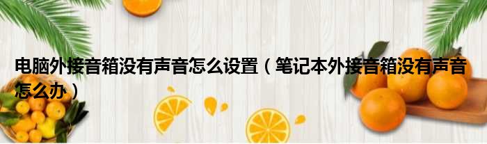 电脑外接音箱没有声音怎么设置（笔记本外接音箱没有声音 怎么办）