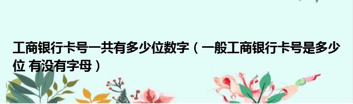 工商银行卡号一共有多少位数字（一般工商银行卡号是多少位 有没有字母）