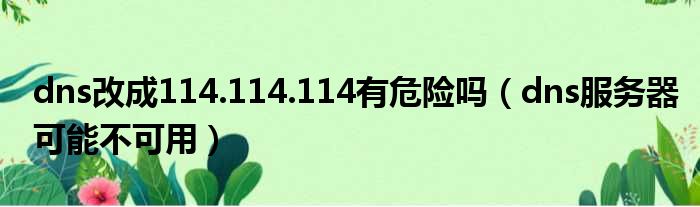 dns改成114.114.114有危险吗（dns服务器可能不可用）