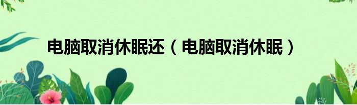 电脑取消休眠还（电脑取消休眠）