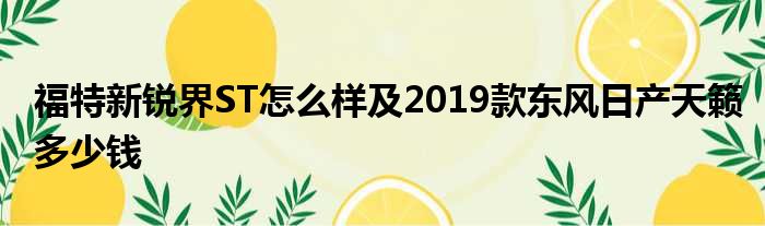 福特新锐界ST怎么样及2019款东风日产天籁多少钱