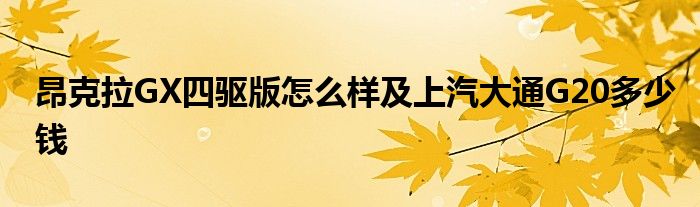 昂克拉GX四驱版怎么样及上汽大通G20多少钱