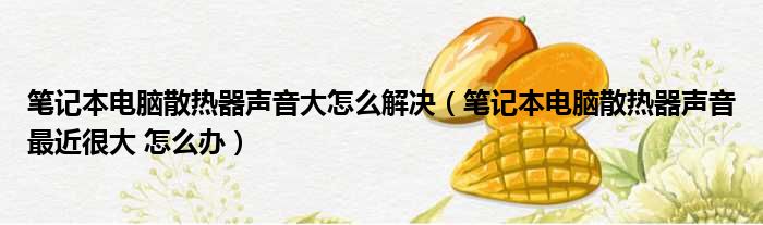 笔记本电脑散热器声音大怎么解决（笔记本电脑散热器声音最近很大 怎么办）