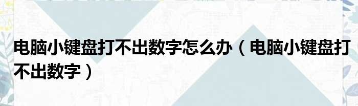 电脑小键盘打不出数字怎么办（电脑小键盘打不出数字）