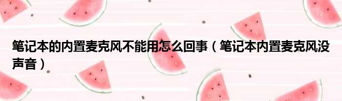 笔记本的内置麦克风不能用怎么回事（笔记本内置麦克风没声音）