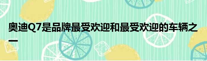 奥迪Q7是品牌最受欢迎和最受欢迎的车辆之一